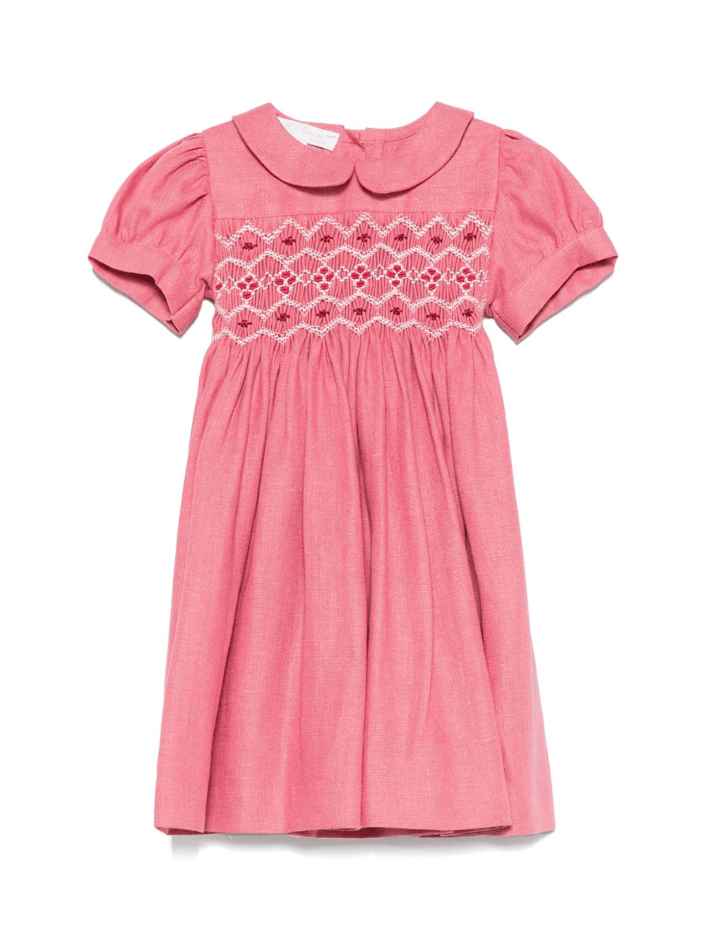 Abito per neonata Mariella Ferrari rosa con inserto con punto smock - Rubino Kids