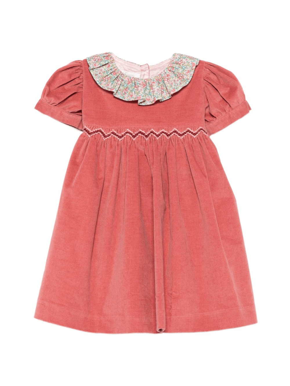 Abito per neonata Mariella Ferrari rosso con colletto con stampa floreale - Rubino Kids