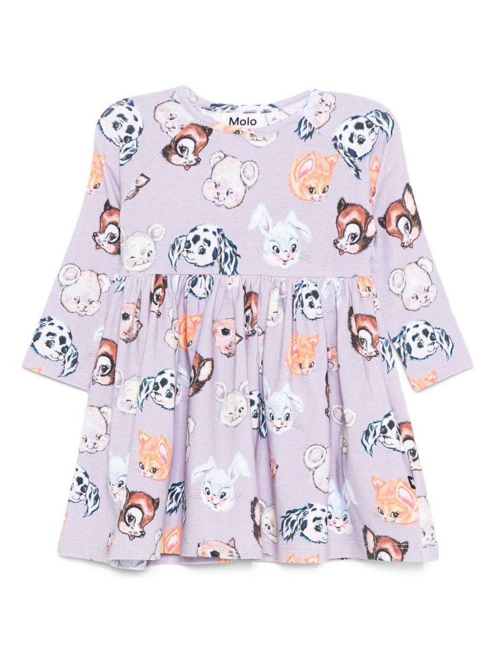 Abito per neonata Molo viola con stampa di animali - Rubino Kids