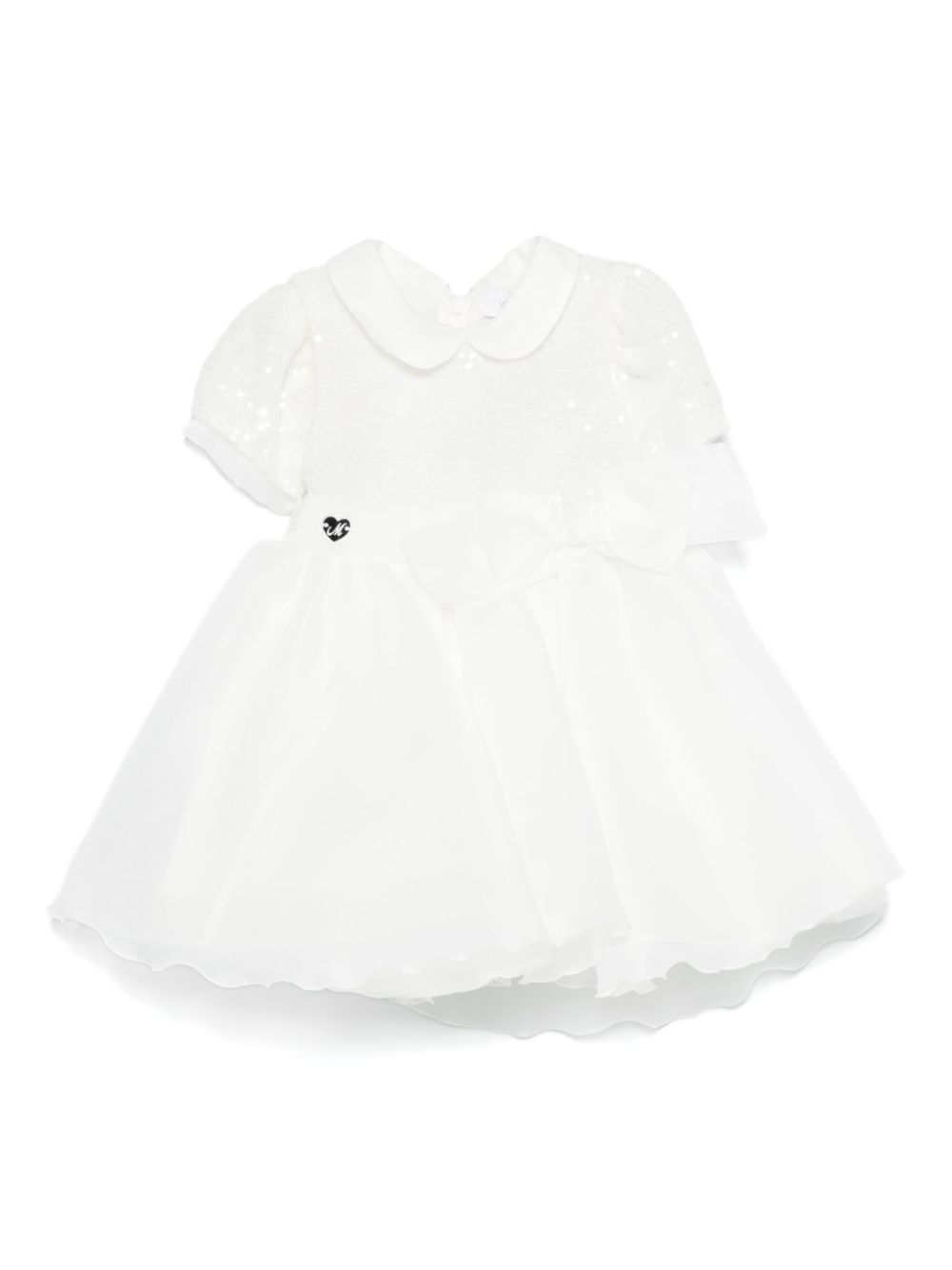 Abito per neonata Monnalisa bianco con decorazioni con paillettes - Rubino Kids