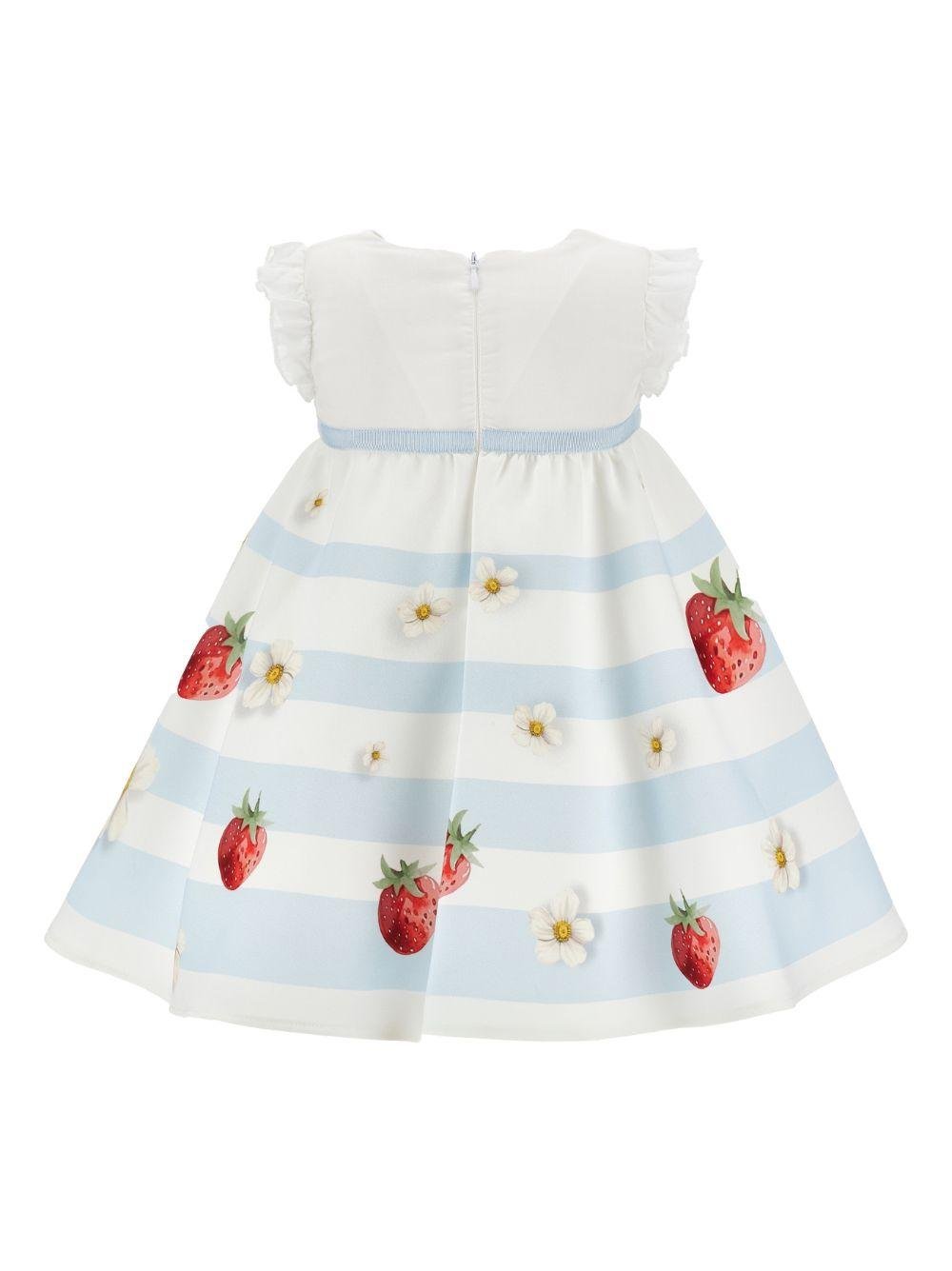 Abito per neonata Monnalisa bianco con design a righe - Rubino Kids