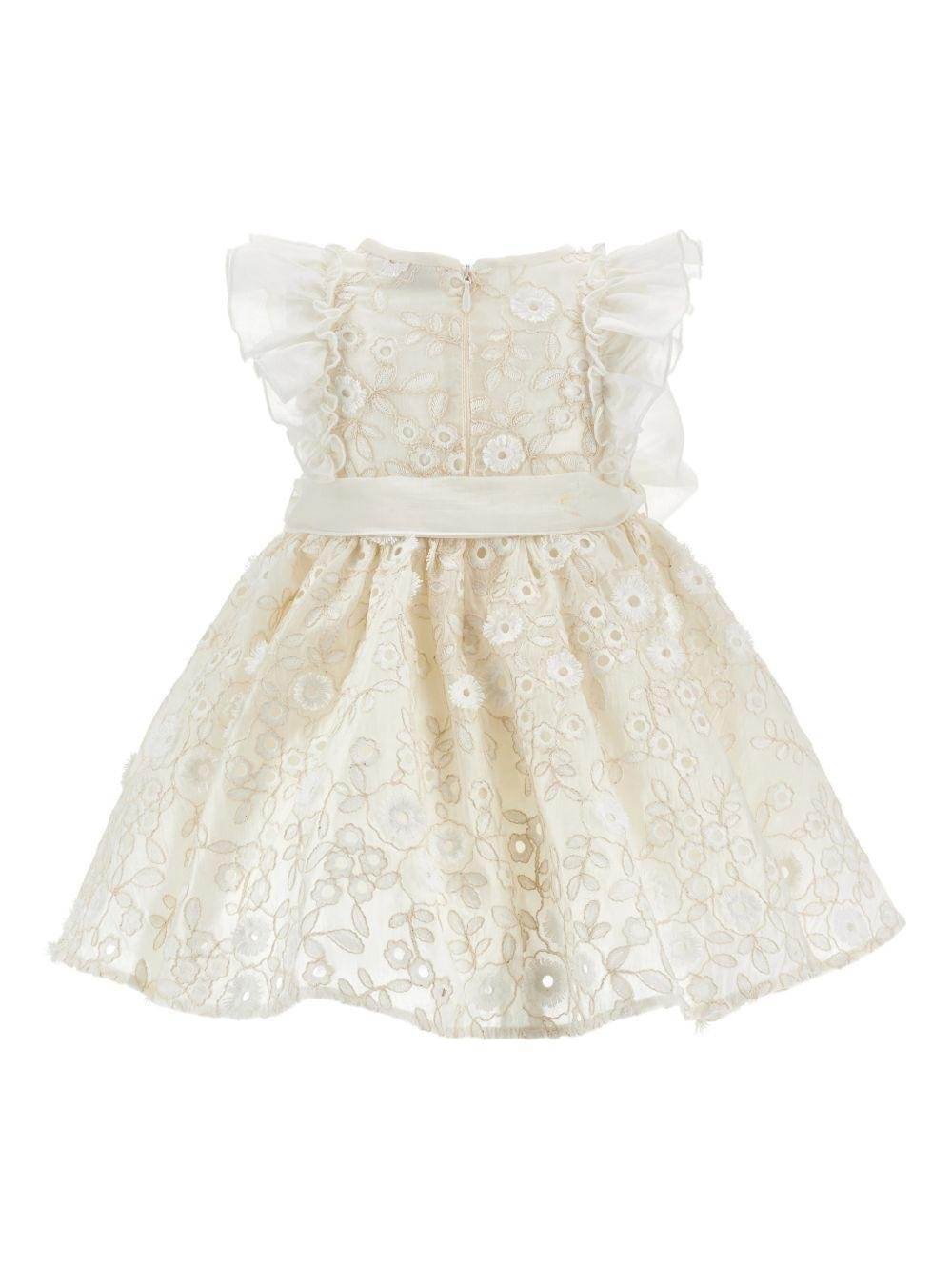 Abito per neonata Monnalisa bianco con dettaglio fiocco sul davanti - Rubino Kids