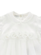 Abito per neonata Monnalisa bianco con dettaglio rosa - Rubino Kids