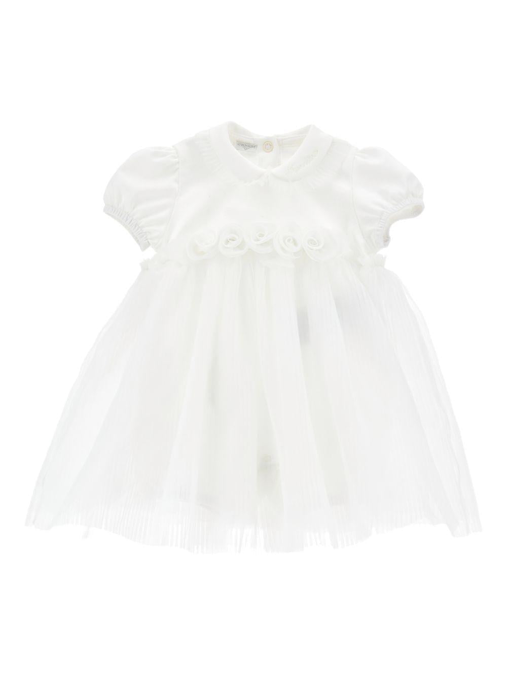 Abito per neonata Monnalisa bianco con dettaglio rosa - Rubino Kids