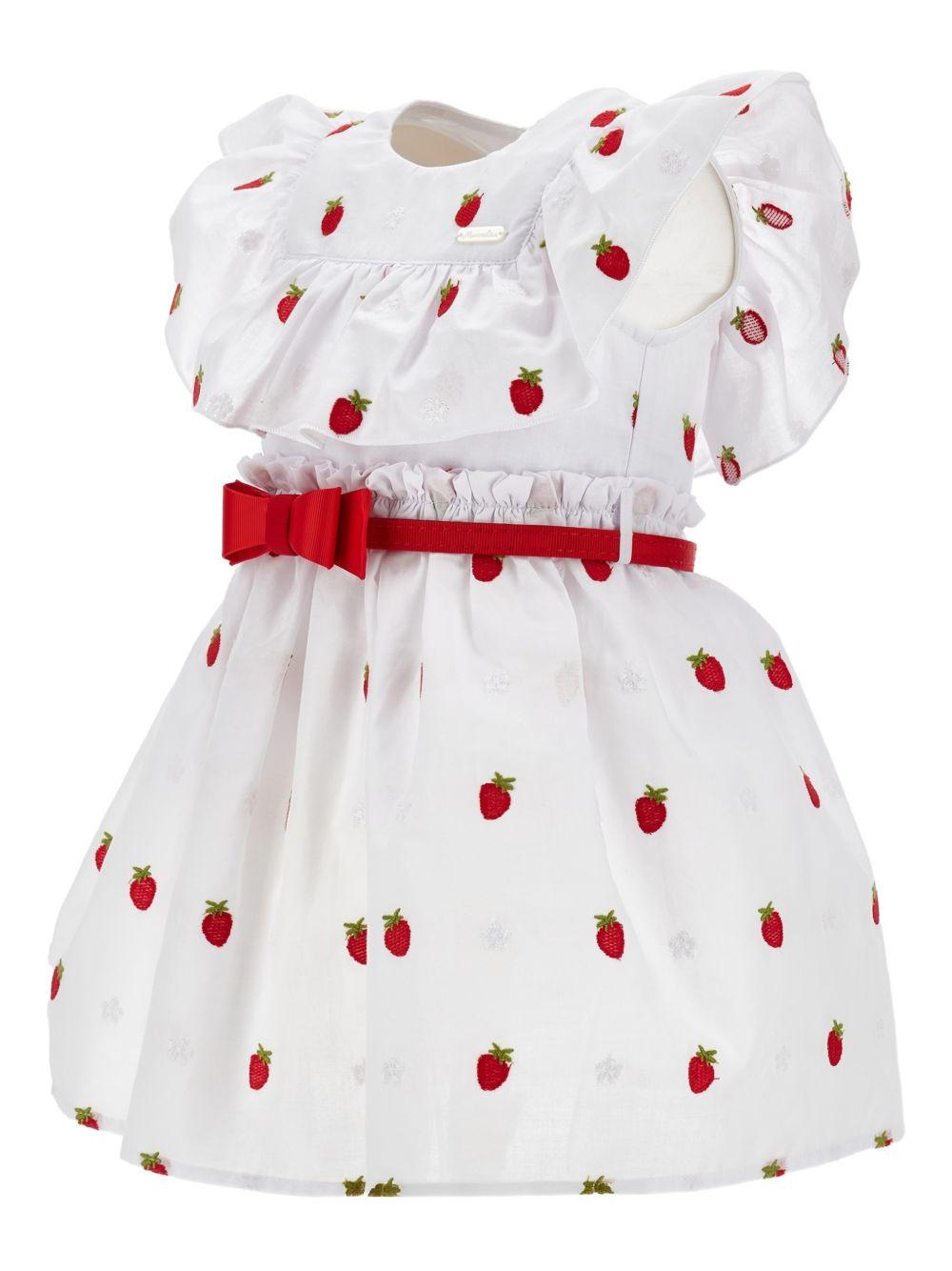 Abito per neonata Monnalisa bianco con dettaglio ruches - Rubino Kids