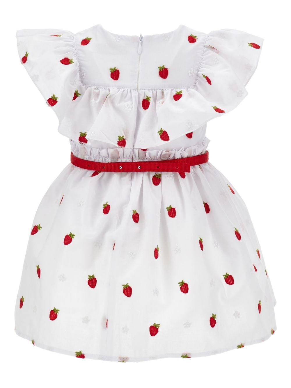 Abito per neonata Monnalisa bianco con dettaglio ruches - Rubino Kids