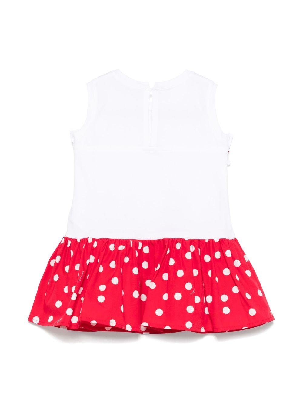 Abito per neonata Monnalisa bianco con gonna con balze a pois - Rubino Kids