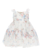 Abito per neonata Monnalisa bianco con stampa a fiori - Rubino Kids