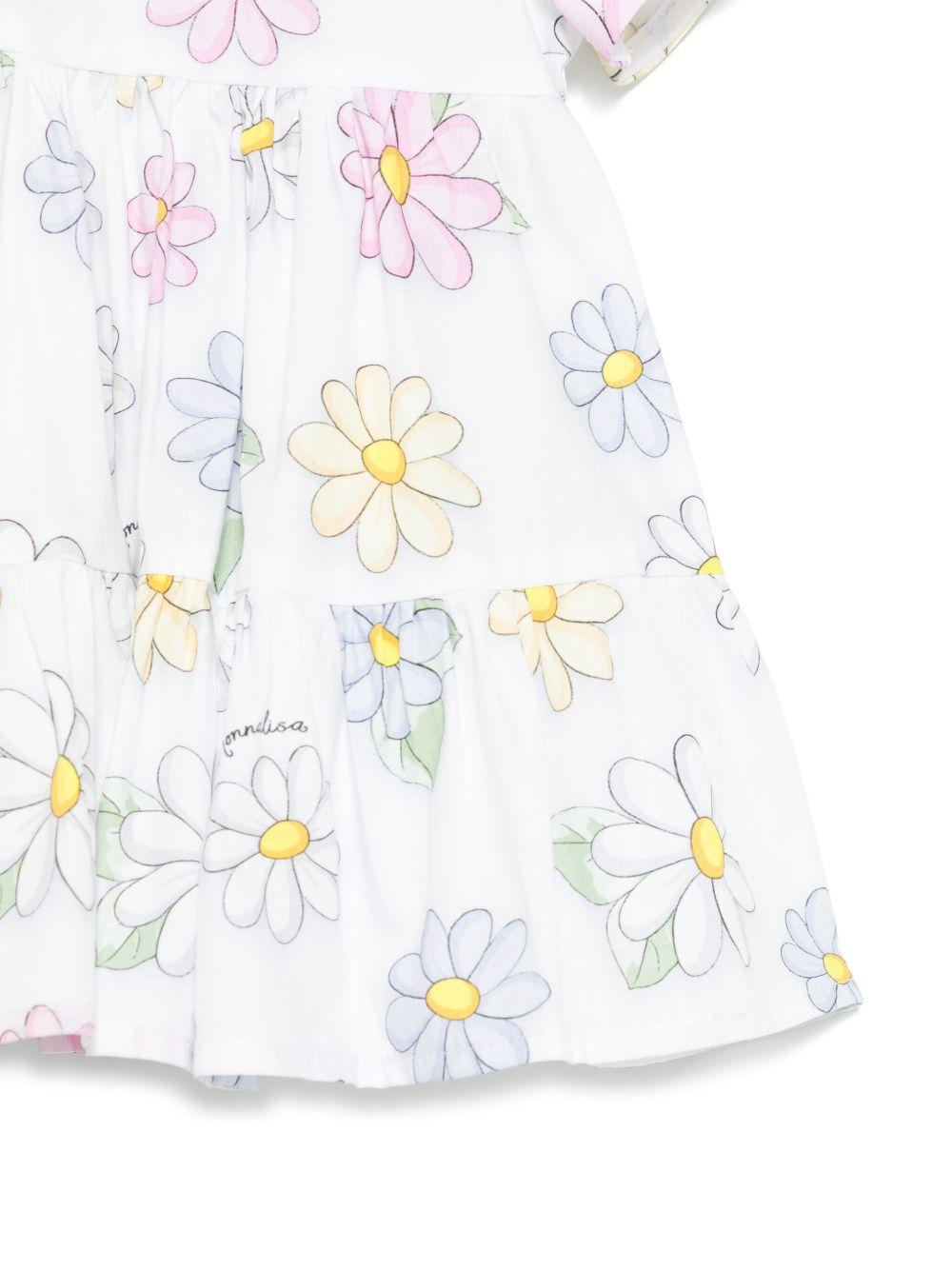 Abito per neonata Monnalisa bianco con stampa a fiori - Rubino Kids