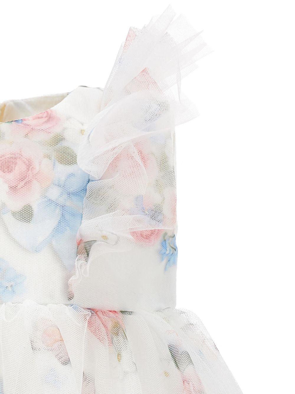 Abito per neonata Monnalisa bianco con stampa a fiori - Rubino Kids