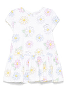 Abito per neonata Monnalisa bianco con stampa con fiori all - over - Rubino Kids
