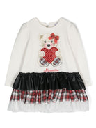 Abito per neonata Monnalisa bianco con stampa Teddy Bear - Rubino Kids