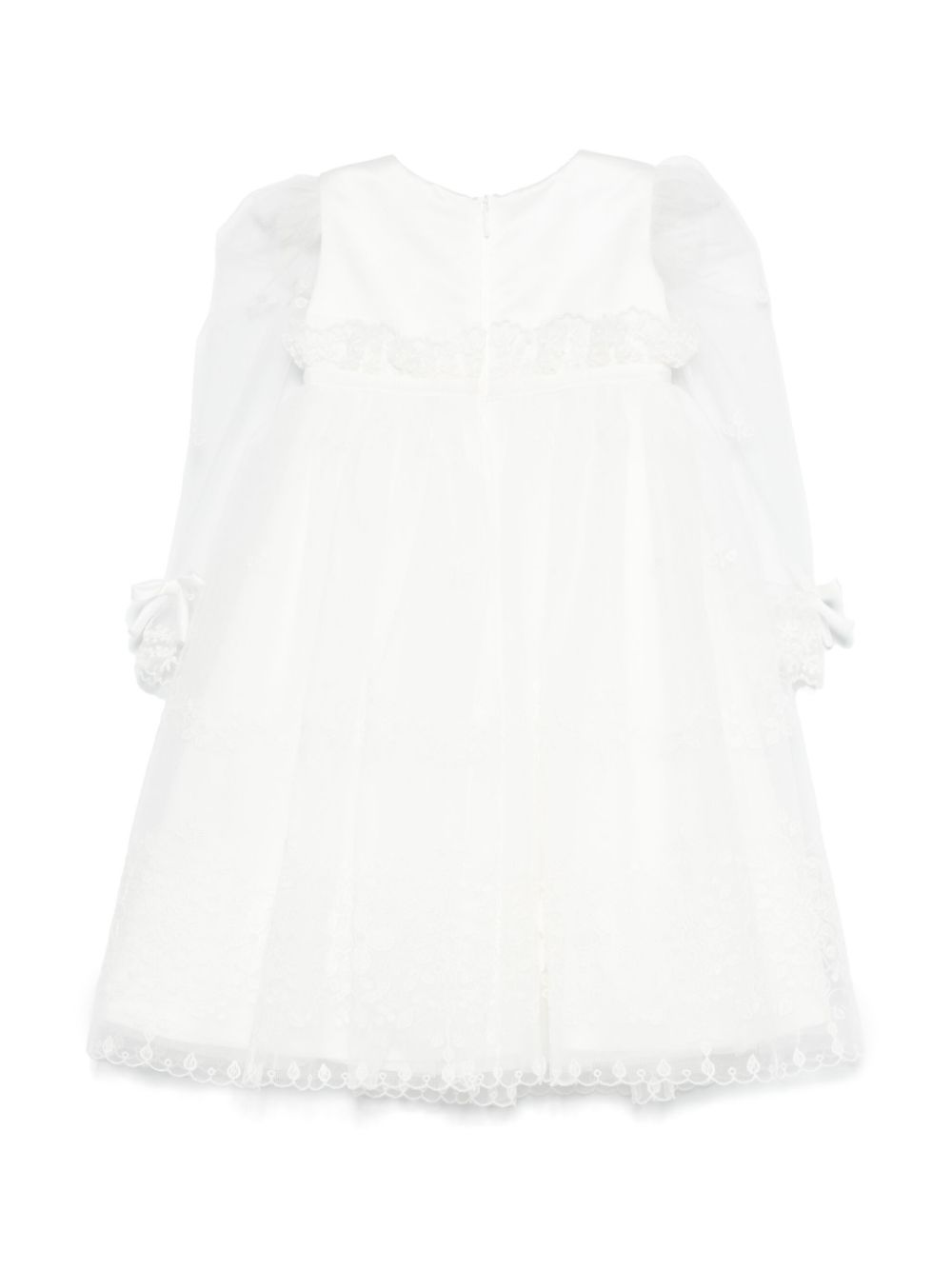 Abito per neonata Monnalisa bianco in tulle con design ricamato - Rubino Kids