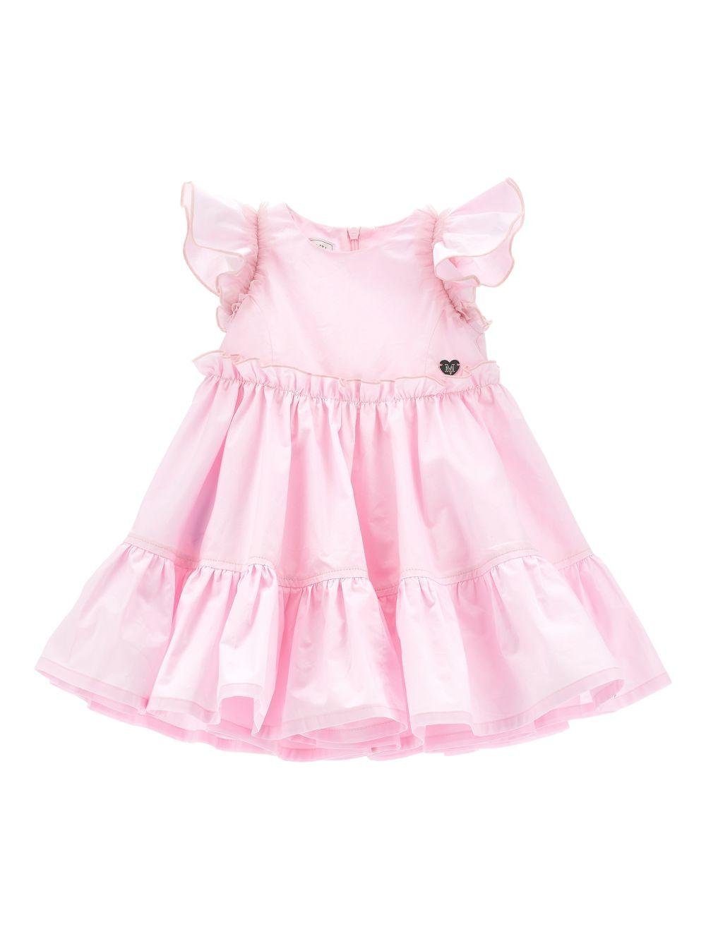 Abito per neonata Monnalisa rosa con ruches - Rubino Kids