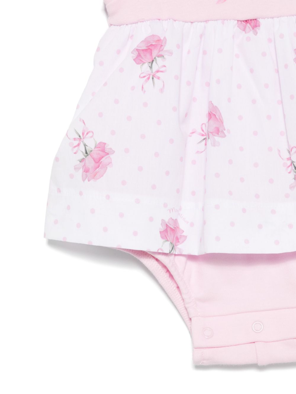 Abito per neonata Monnalisa rosa con stampa grafica fiori - Rubino Kids