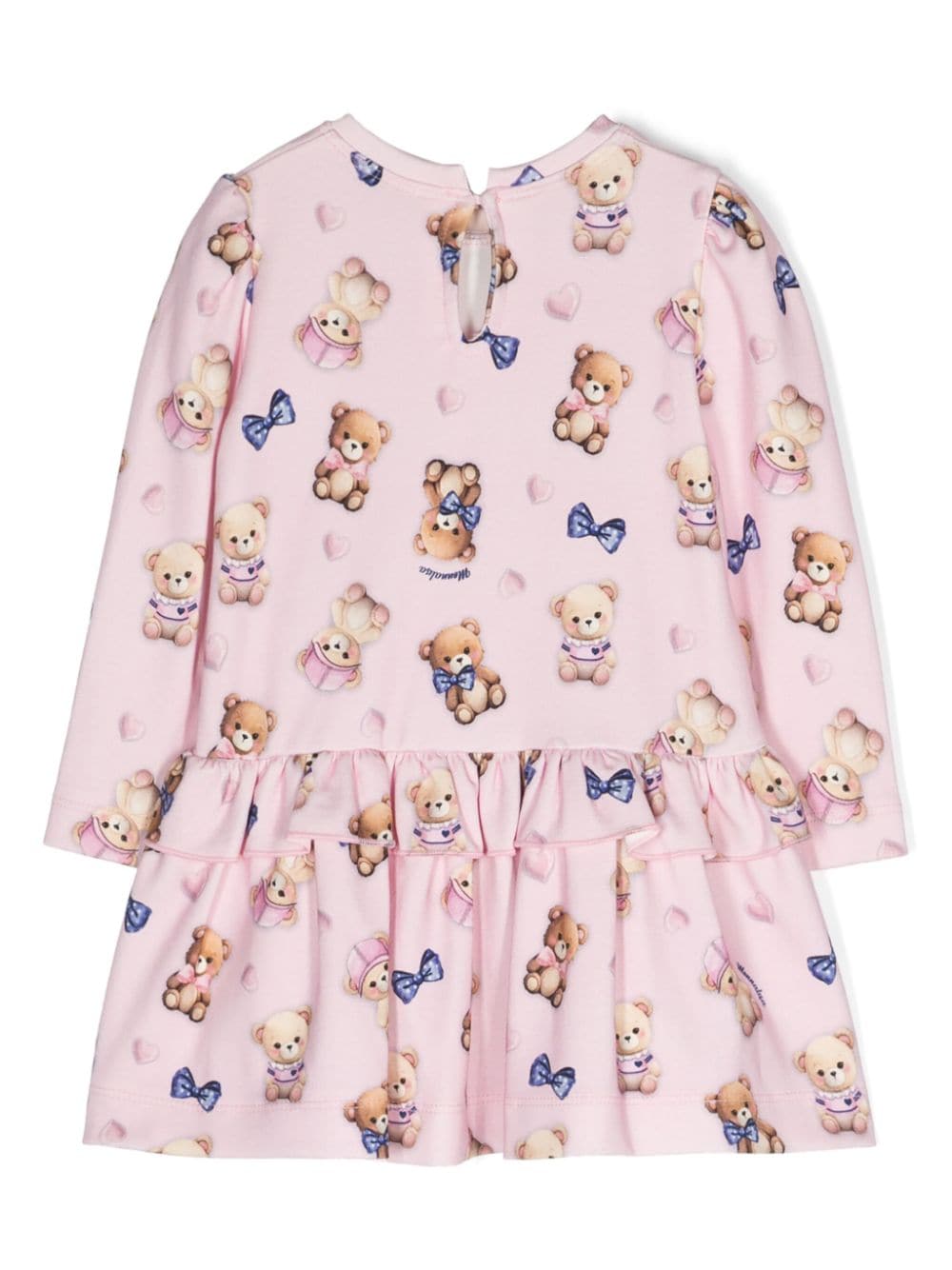 Abito per neonata Monnalisa rosa con stampa Teddy Bear - Rubino Kids