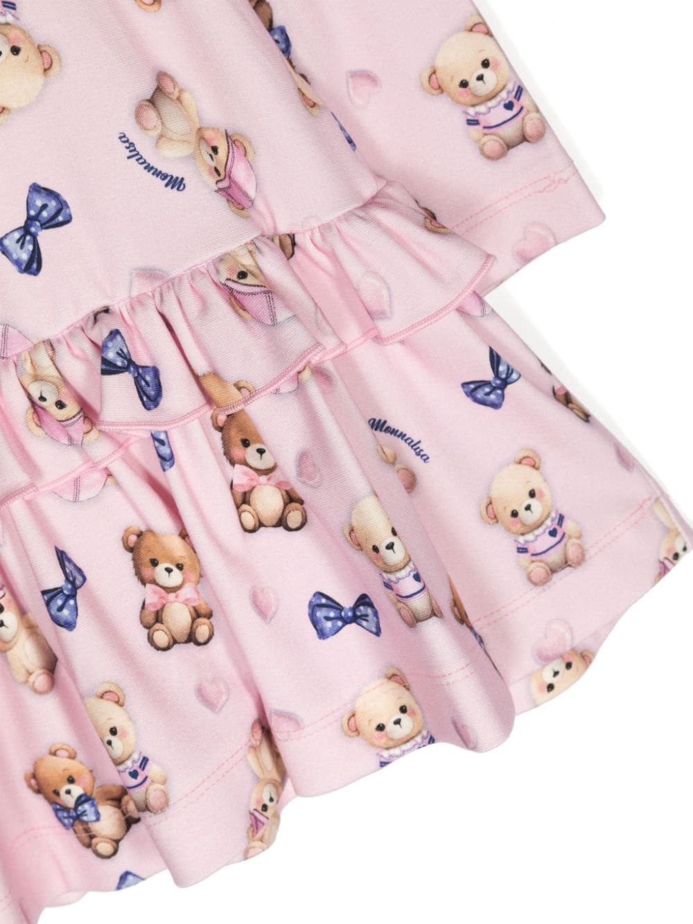 Abito per neonata Monnalisa rosa con stampa Teddy Bear - Rubino Kids