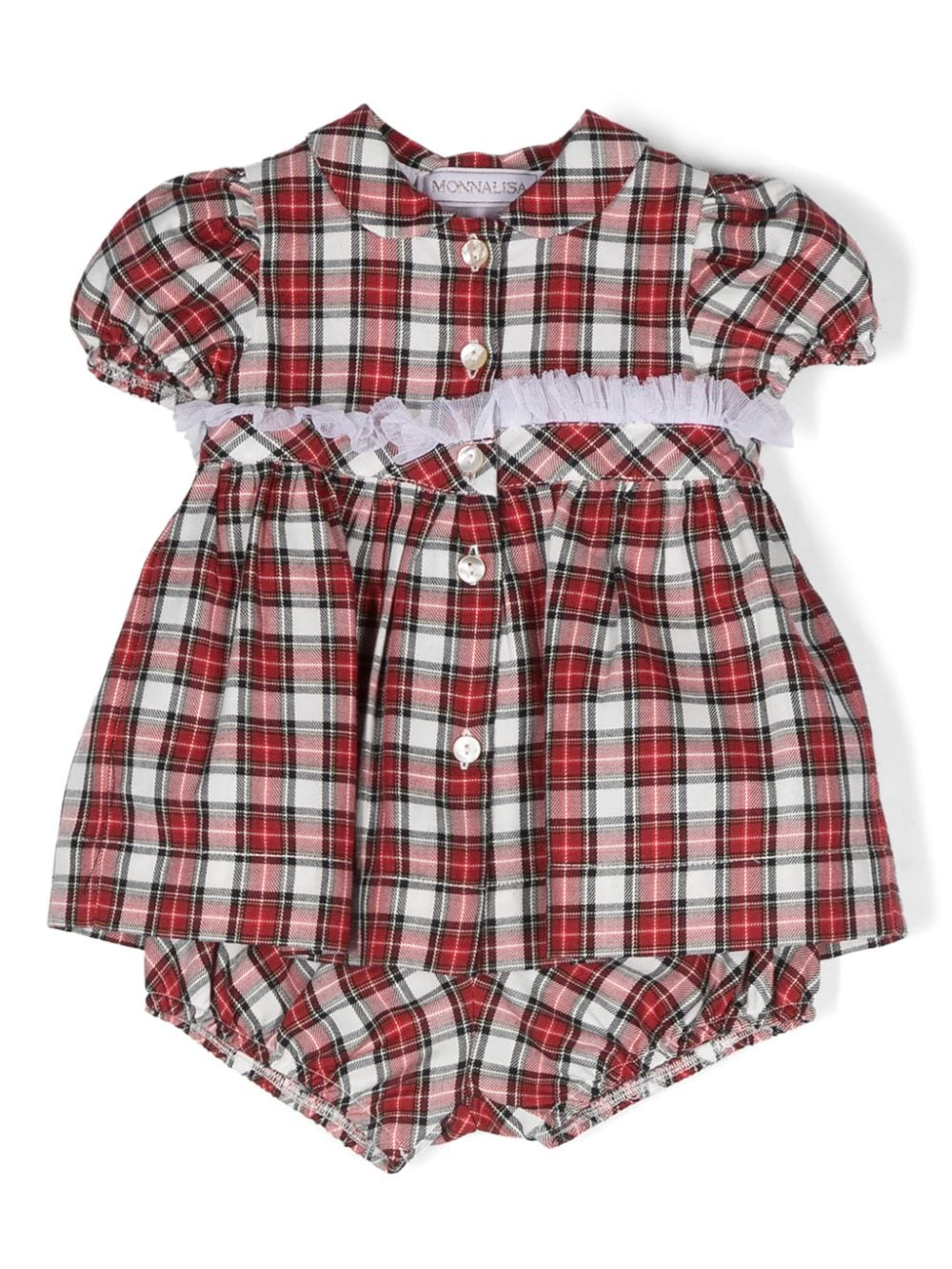 Abito per neonata Monnalisa rosso con ruches - Rubino Kids