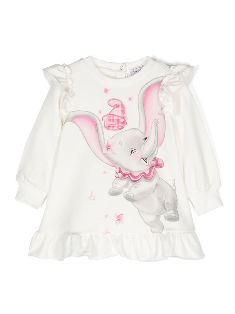 Abito per neonata Monnalisa x Disney bianco con dettagli ruches - Rubino Kids