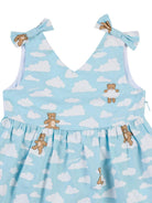 Abito per neonata Moschino Kids azzurro con stampa Teddy Bear all - over - Rubino Kids