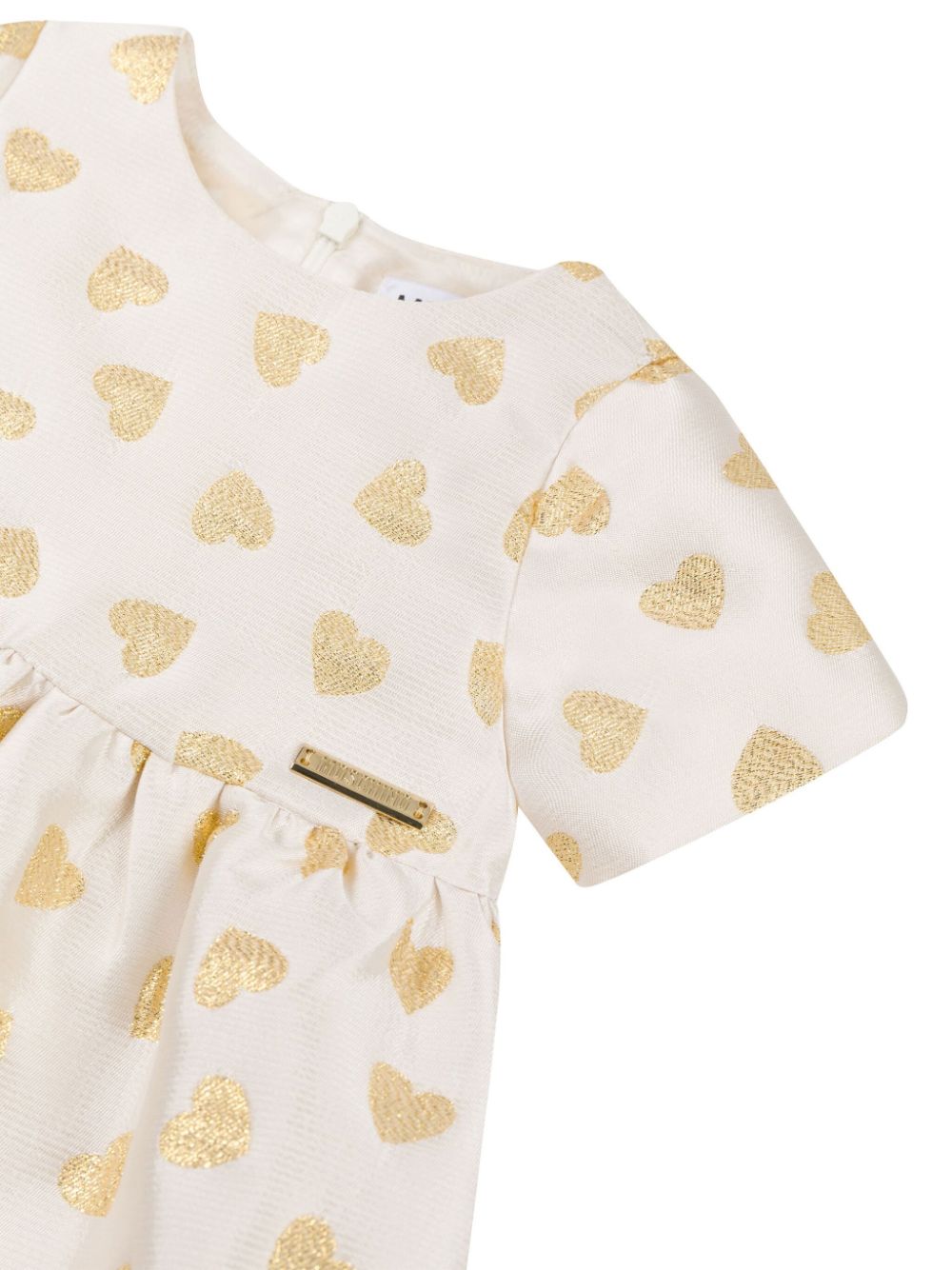 Abito per neonata Moschino Kids bianco con stampa a cuori oro - Rubino Kids