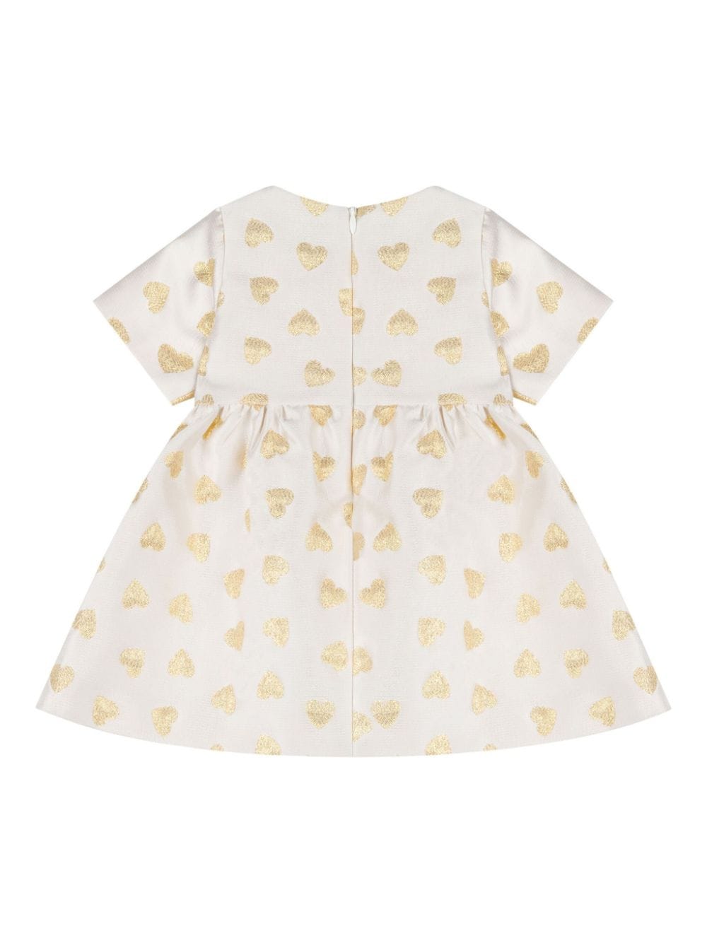 Abito per neonata Moschino Kids bianco con stampa a cuori oro - Rubino Kids