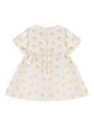 Abito per neonata Moschino Kids bianco con stampa a cuori oro - Rubino Kids