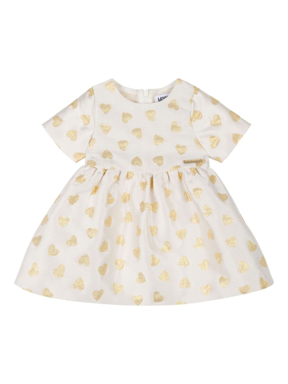 Abito per neonata Moschino Kids bianco con stampa a cuori oro - Rubino Kids