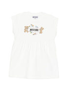 Abito per neonata Moschino Kids bianco con stampa due Teddy Bear - Rubino Kids