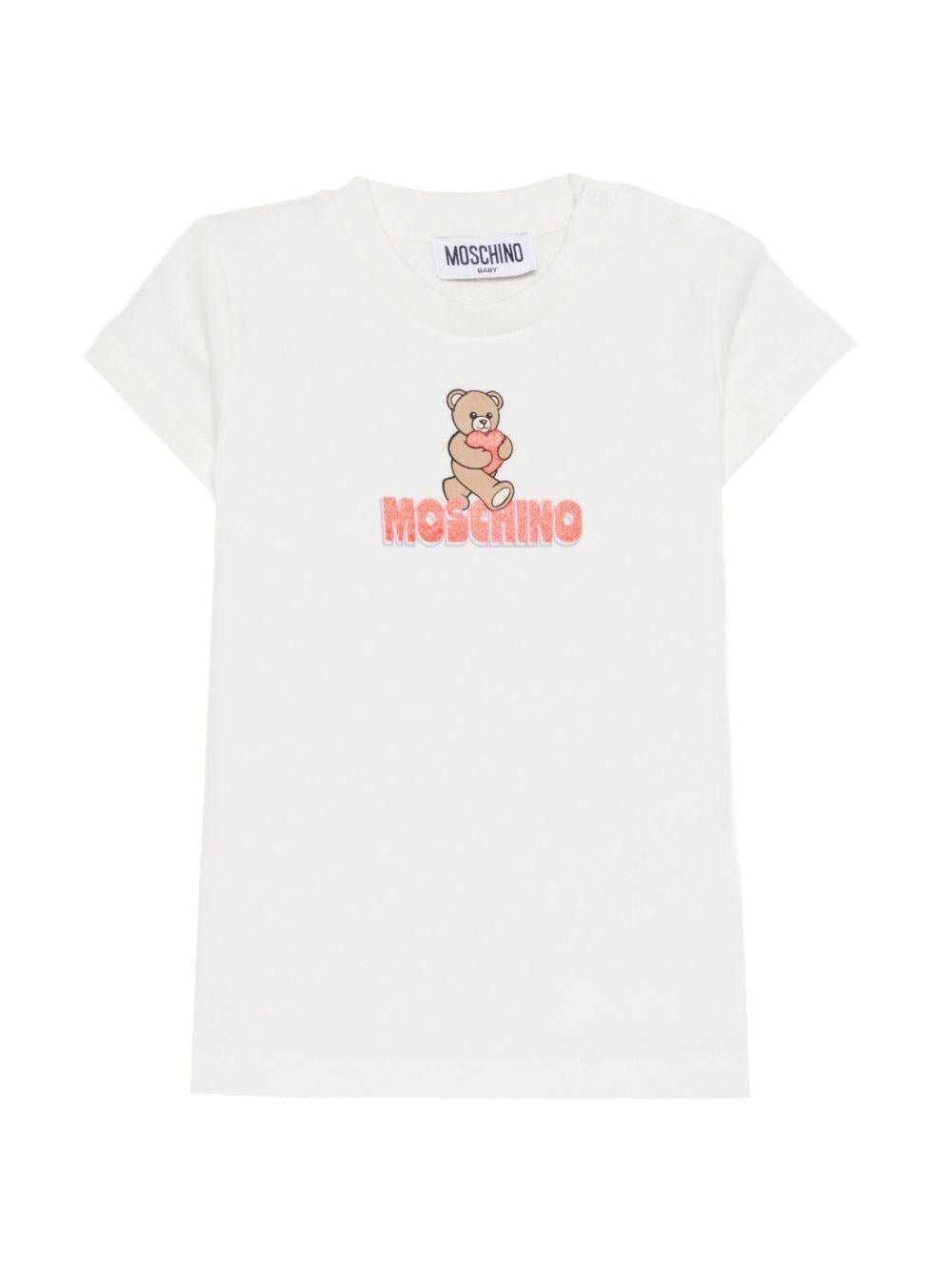 Abito per neonata Moschino Kids bianco con stampa orsetto - Rubino Kids