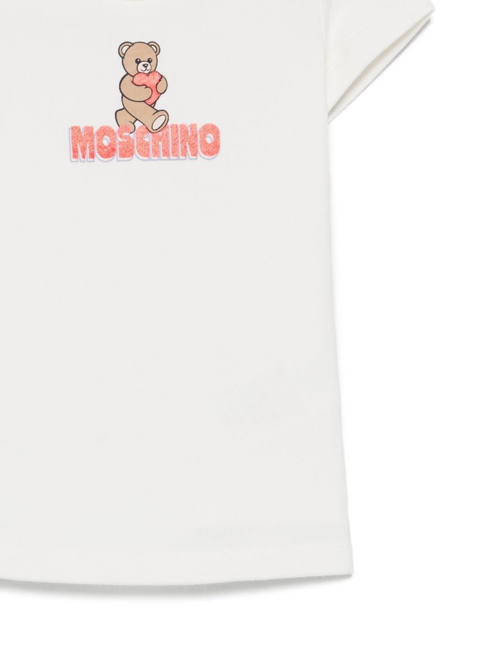 Abito per neonata Moschino Kids bianco con stampa orsetto - Rubino Kids