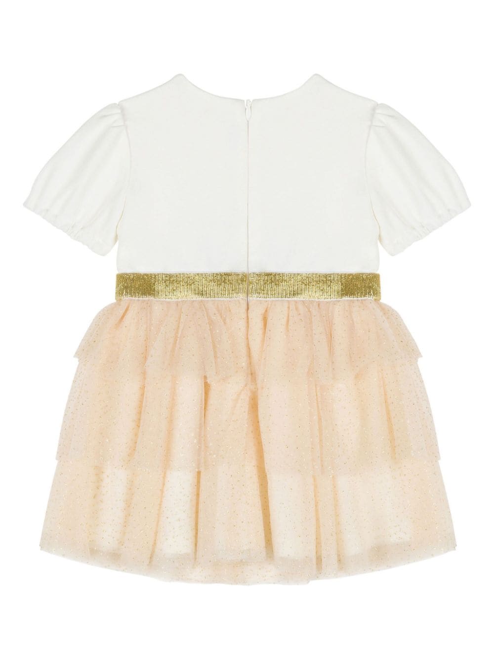 Abito per neonata Moschino Kids bianco con stampa Teddy Bear e ruches - Rubino Kids