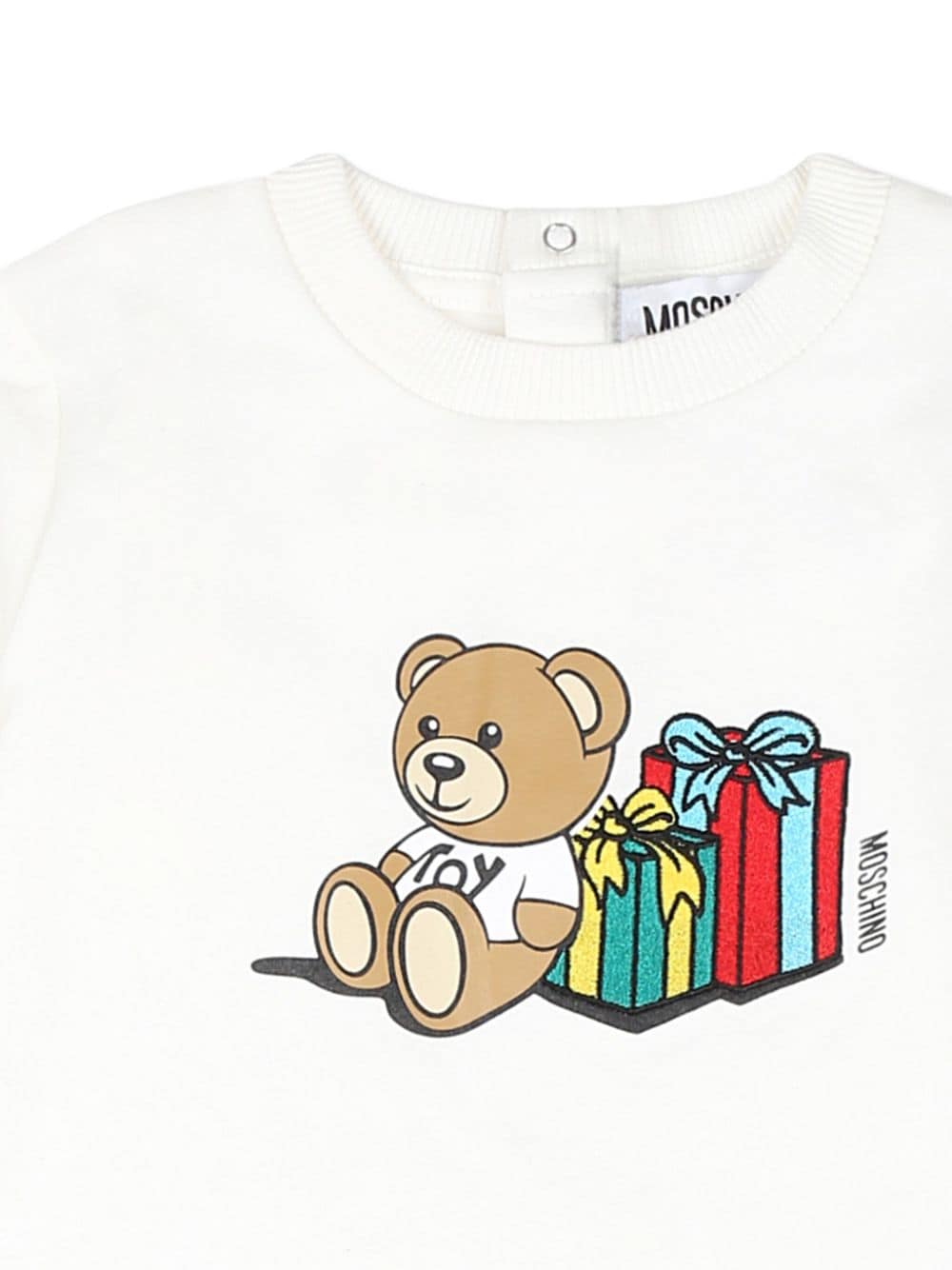 Abito per neonata Moschino Kids bianco con stampa Teddy Bear - Rubino Kids