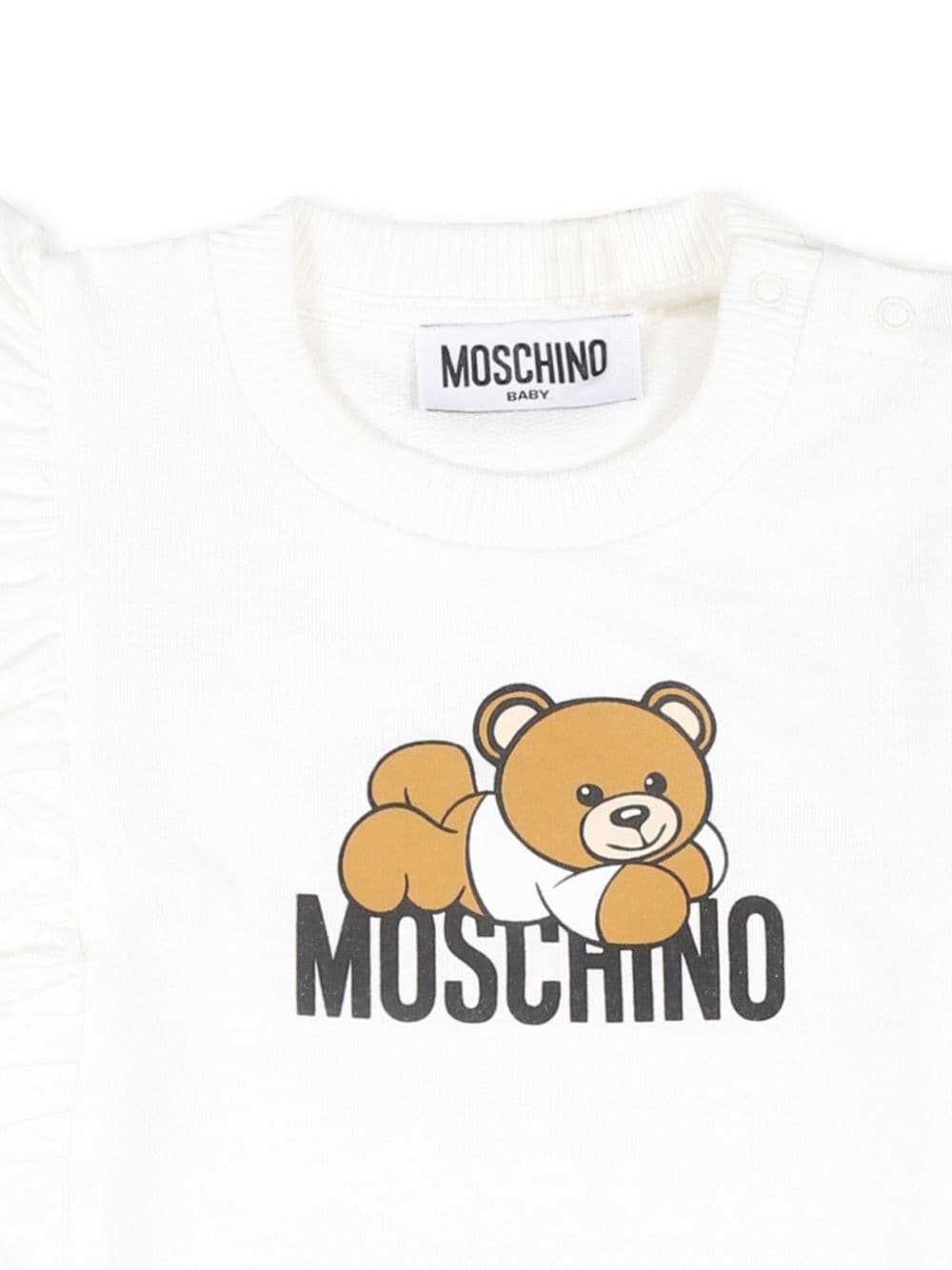 Abito per neonata Moschino Kids bianco con stampa Teddy Bear - Rubino Kids