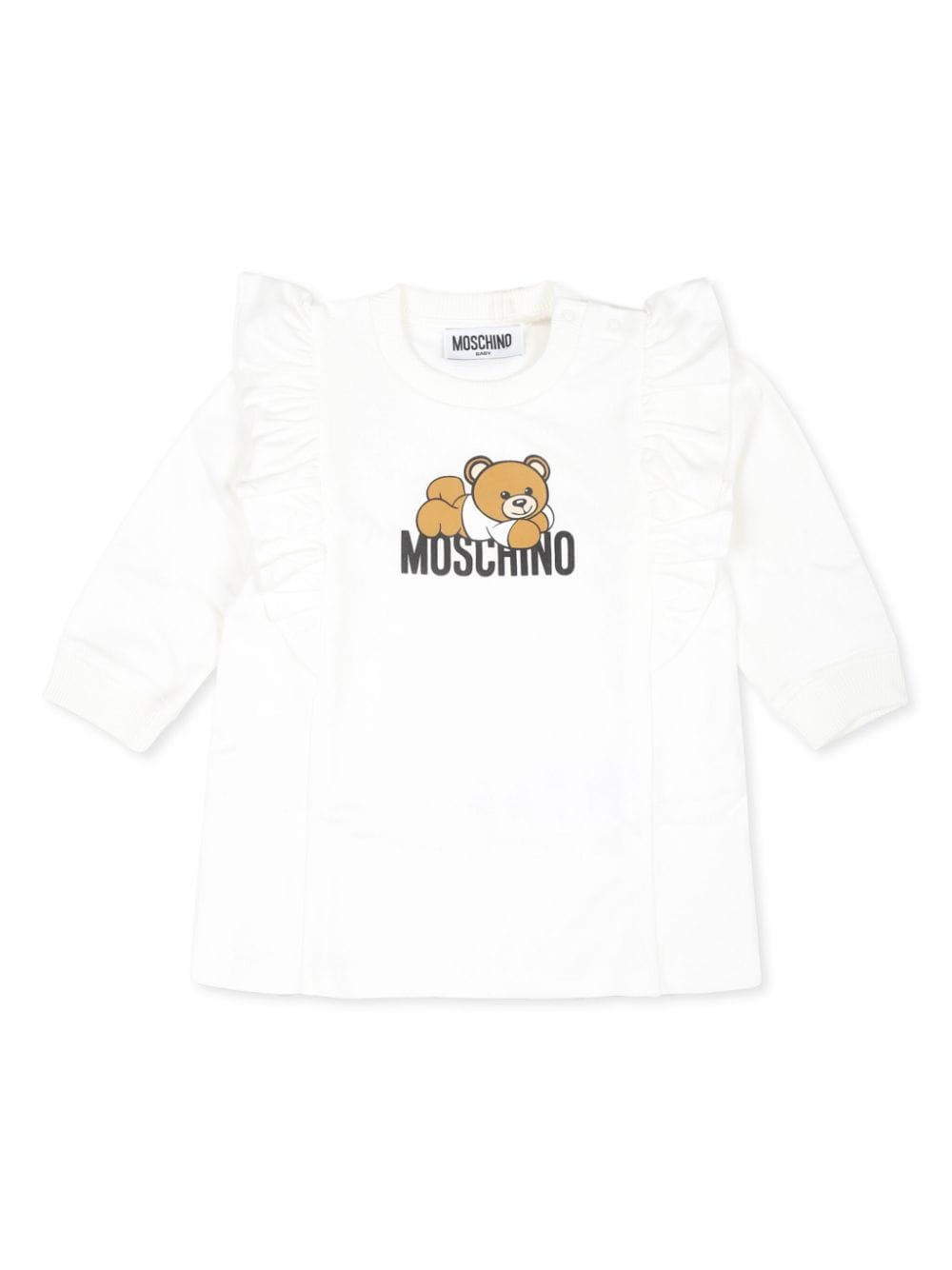 Abito per neonata Moschino Kids bianco con stampa Teddy Bear - Rubino Kids