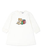 Abito per neonata Moschino Kids bianco con stampa Teddy Bear - Rubino Kids