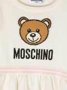 Abito per neonata Moschino Kids bianco in maglia con motivo Teddy Bear - Rubino Kids