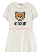 Abito per neonata Moschino Kids bianco in maglia con motivo Teddy Bear - Rubino Kids