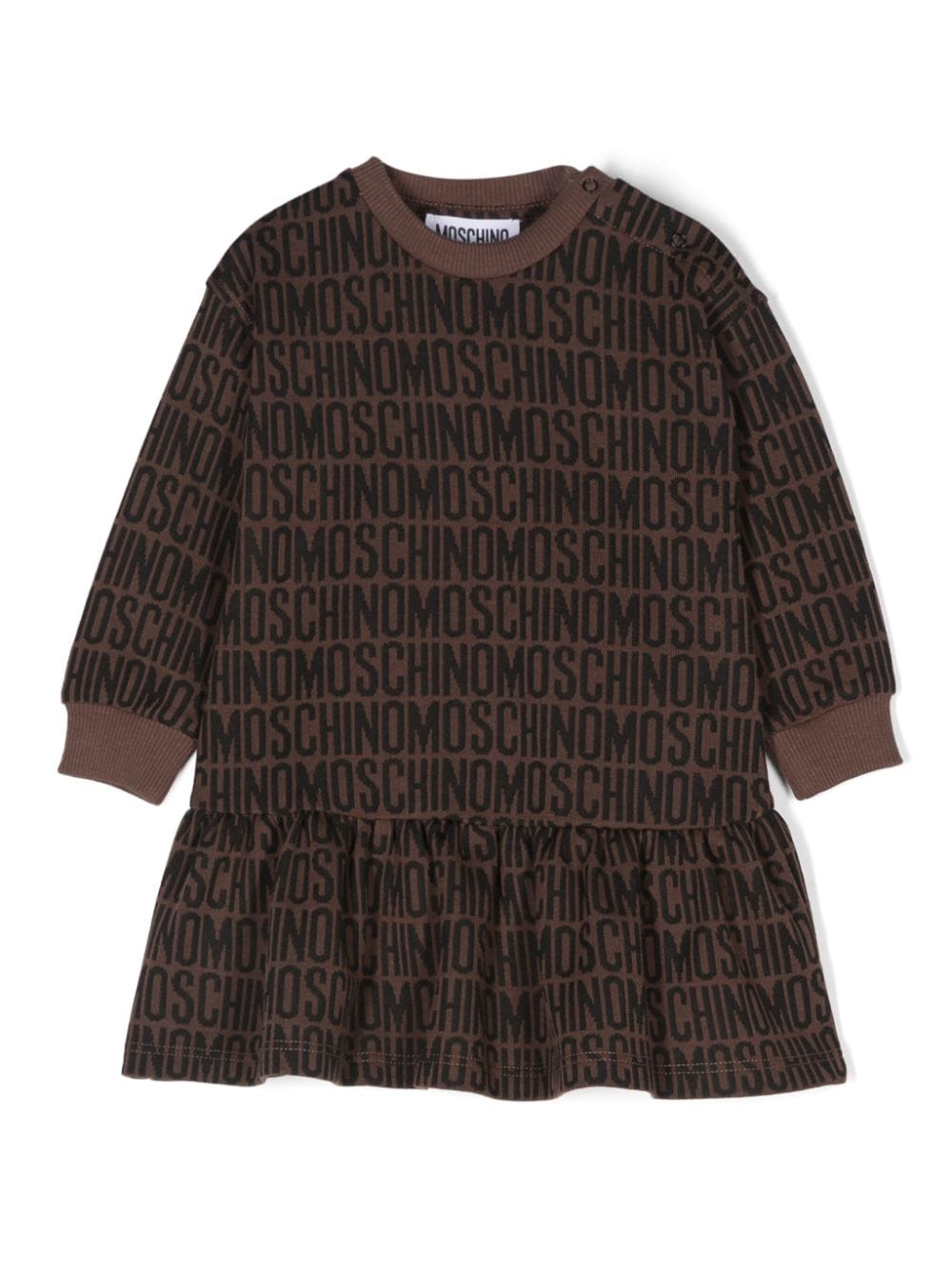 Abito per neonata Moschino Kids marrone con logo goffrato - Rubino Kids