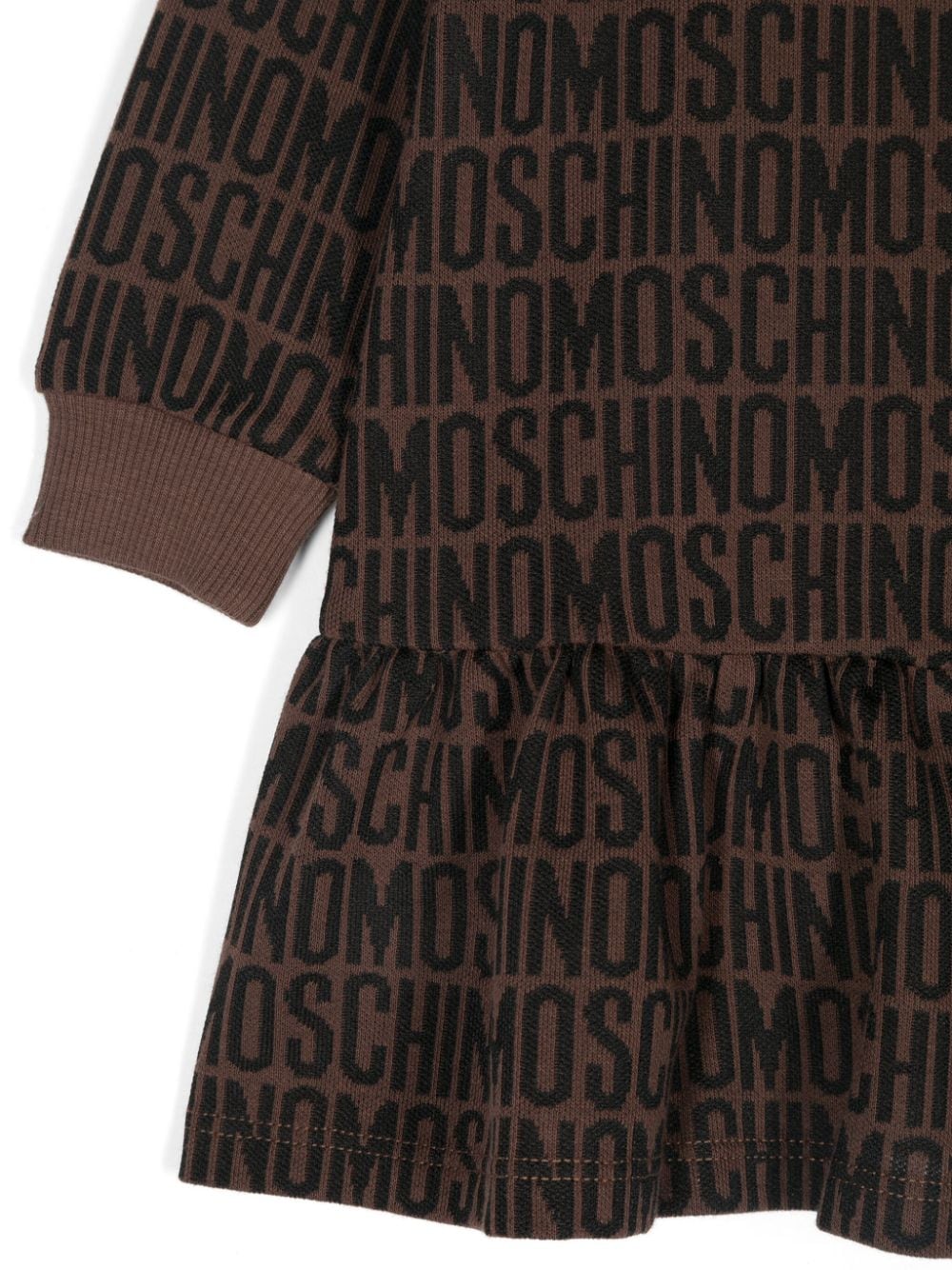 Abito per neonata Moschino Kids marrone con logo goffrato - Rubino Kids