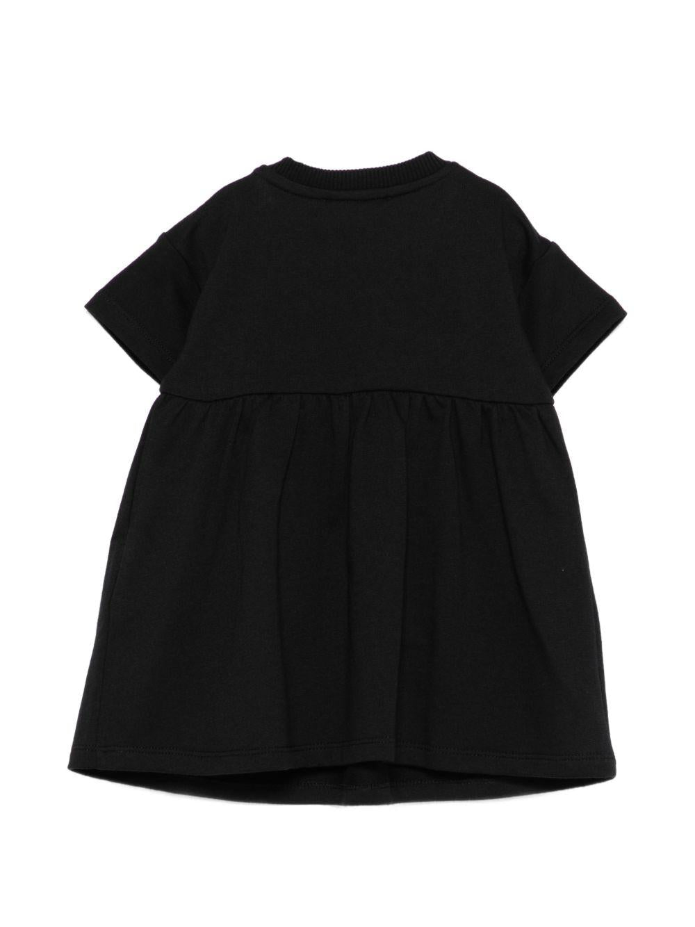 Abito per neonata Moschino Kids nero con logo sul davanti - Rubino Kids