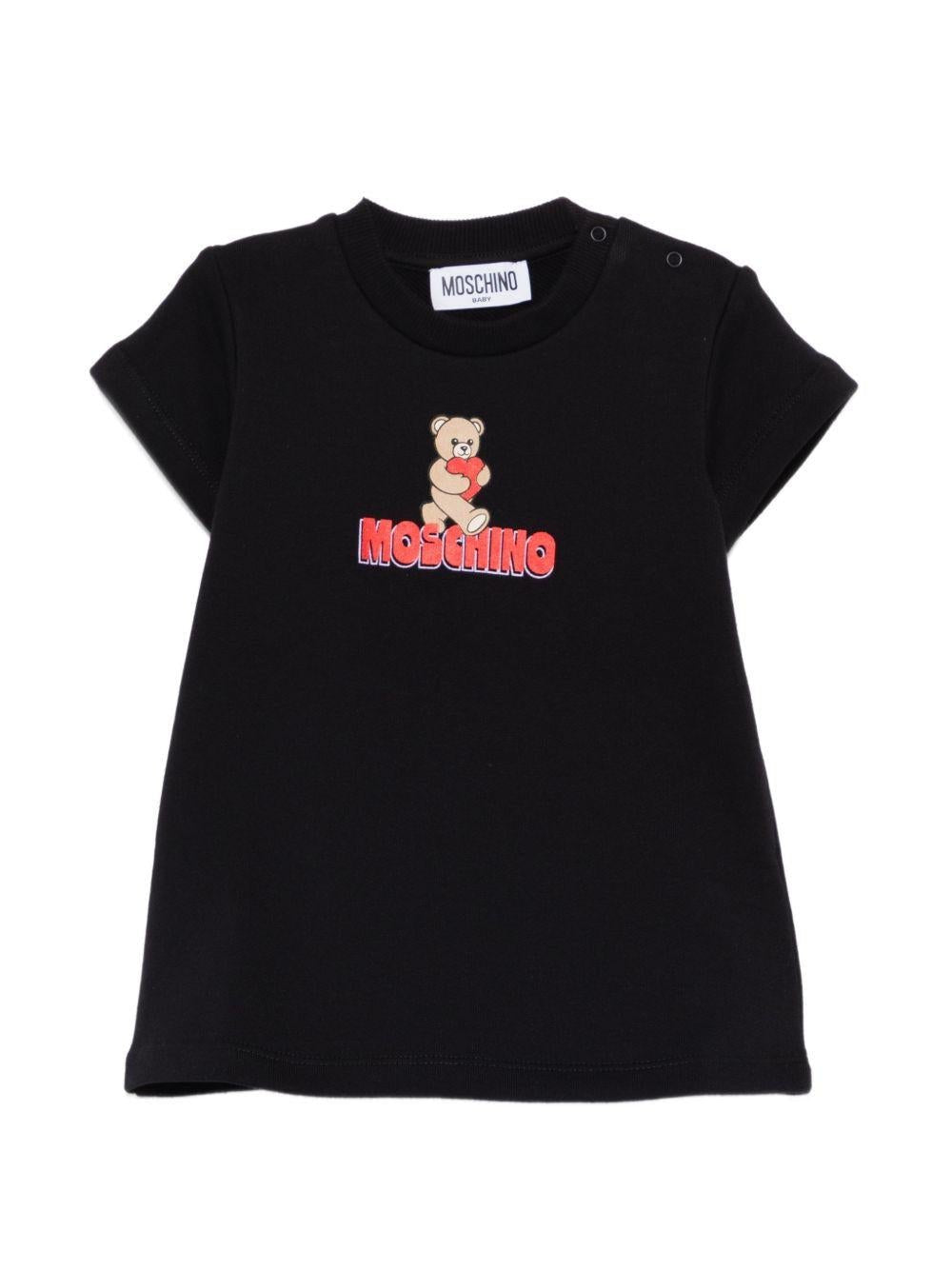 Abito per neonata Moschino Kids Nero con stampa orsetto - Rubino Kids