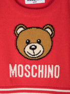 Abito per neonata Moschino Kids rosso in maglia con motivo Teddy Bear - Rubino Kids