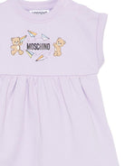 Abito per neonata Moschino Kids viola con stampa Teddy Bear - Rubino Kids