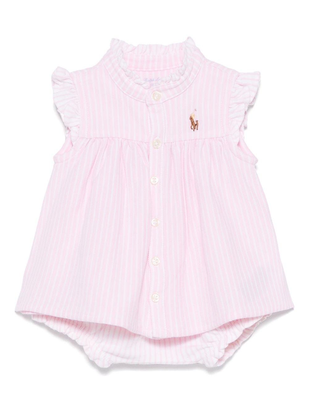 Abito per neonata Polo Ralph Lauren Kids rosa con caratteristico motivo Polo Pony - Rubino Kids