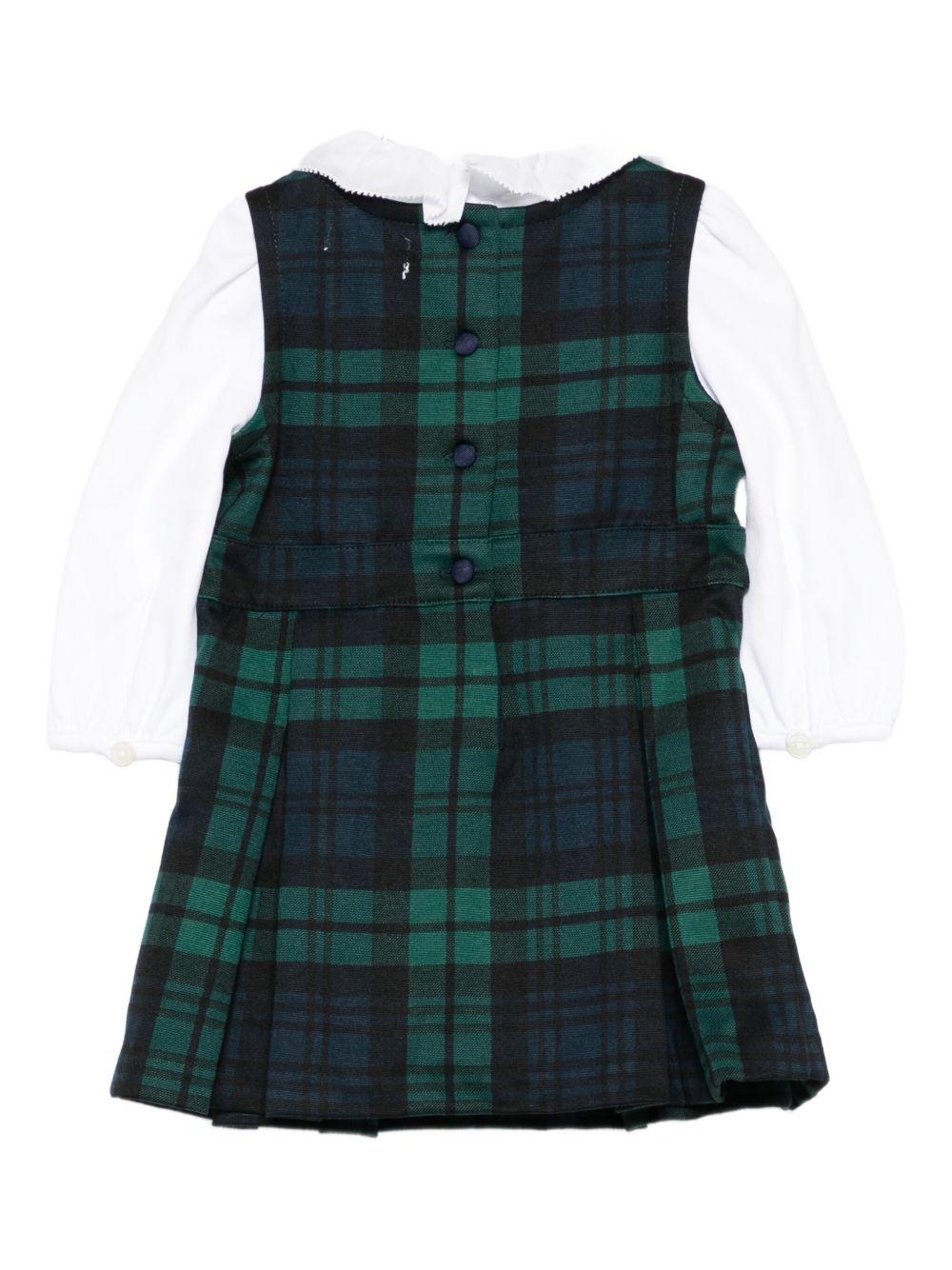 Abito per neonata Polo Ralph Lauren Kids verde con motivo scozzese - Rubino Kids