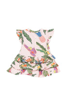 Abito per neonata Roberto Cavalli Junior rosa con stampa tropicale - Rubino Kids