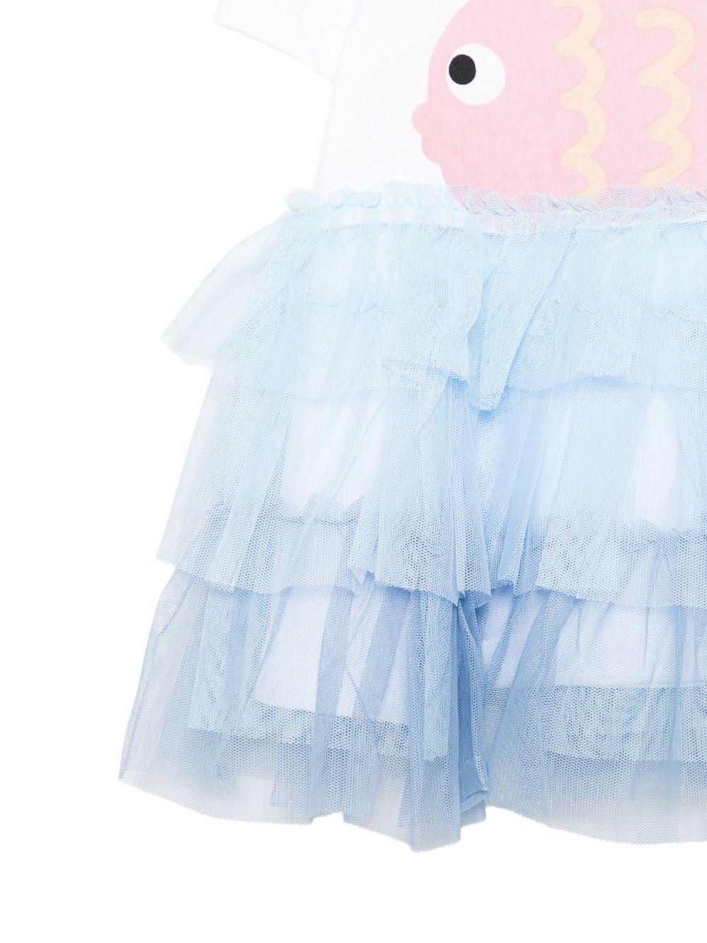 Abito per neonata Stella McCartney Kids multicolore con stampa pesciolino sul davanti - Rubino Kids