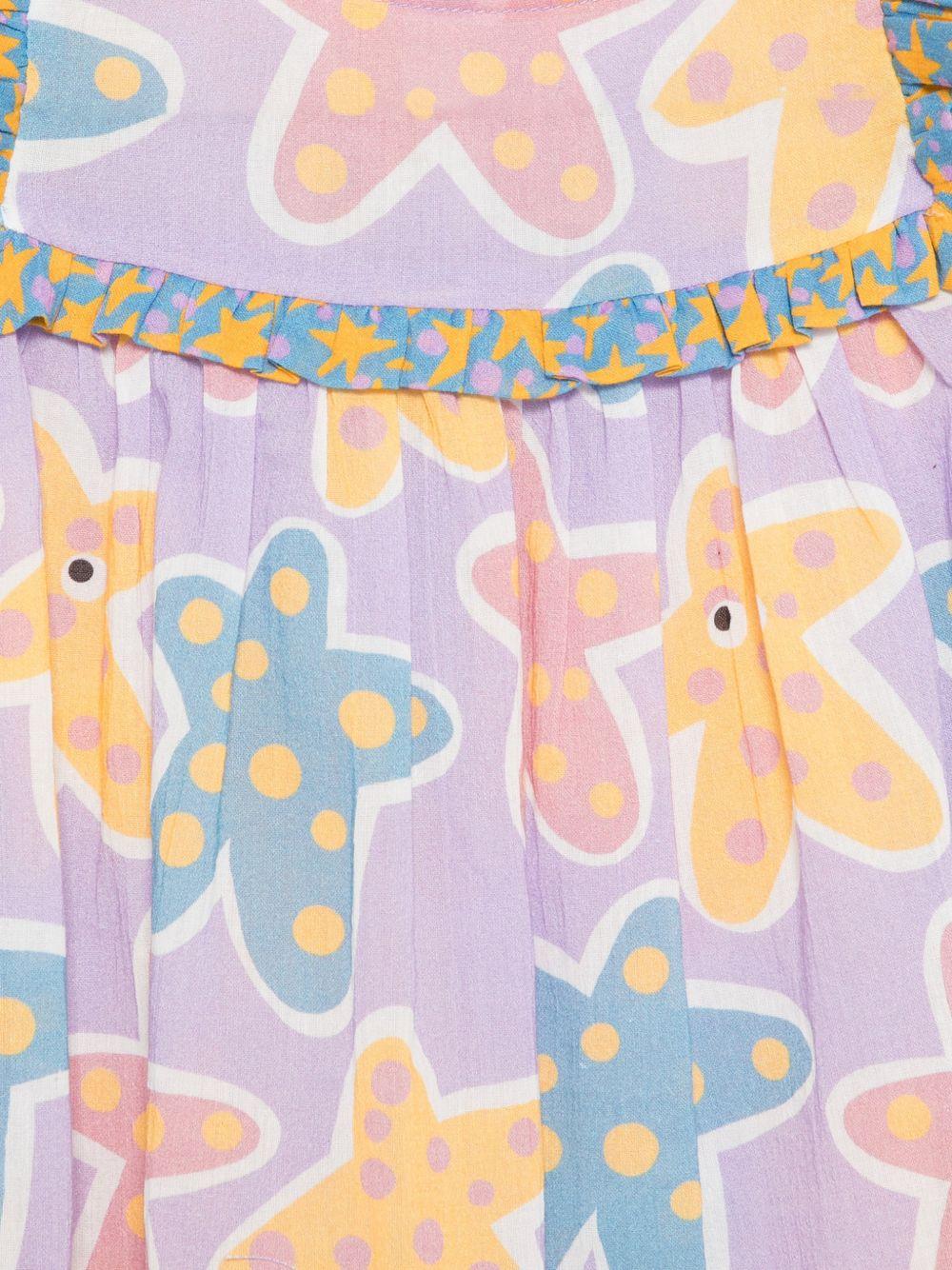 Abito per neonata Stella McCartney Kids viola con stampa stelle marine all - over - Rubino Kids