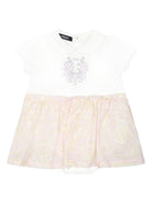 Abito per neonata Versace Kids bianco con stampa sulla gonna - Rubino Kids